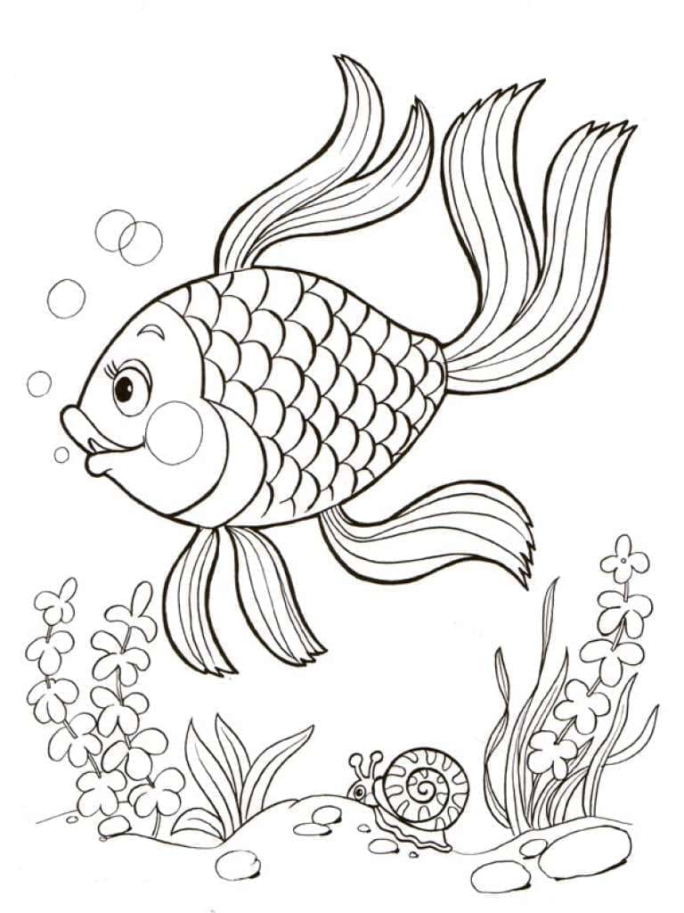 Målarbild En Tecknad Guldfisk