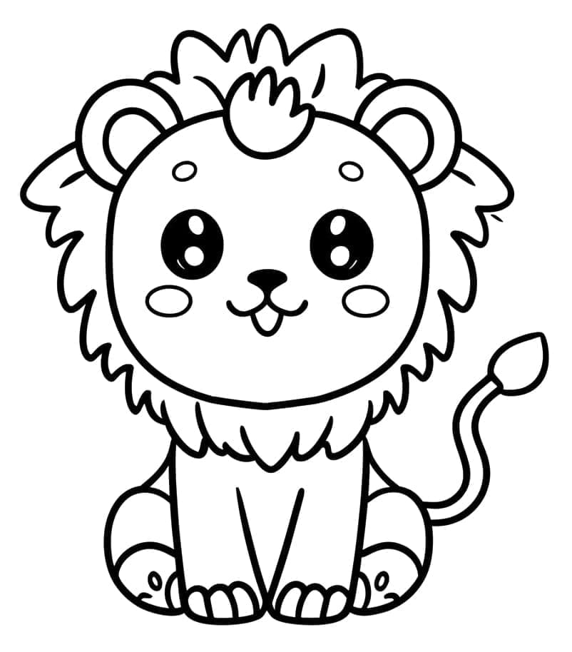 Målarbild Ett Kawaii-lejon