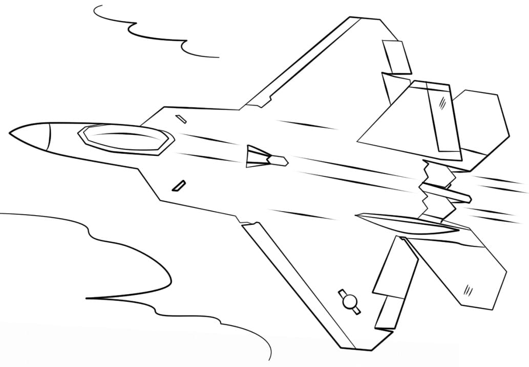 Målarbild F-22 Raptor Stridsflygplan