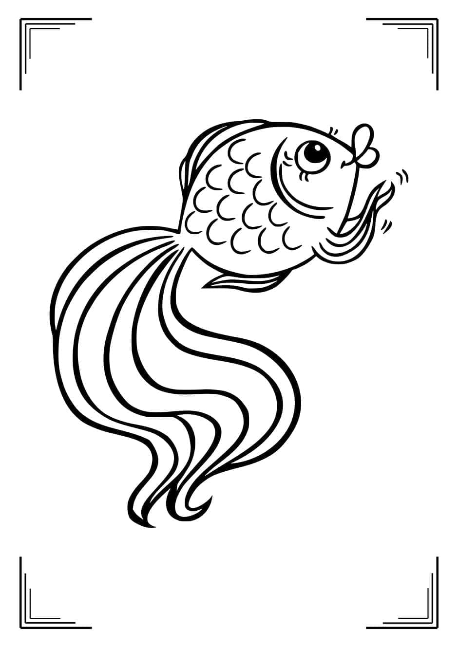 Målarbild Guldfisk Utskrivbar