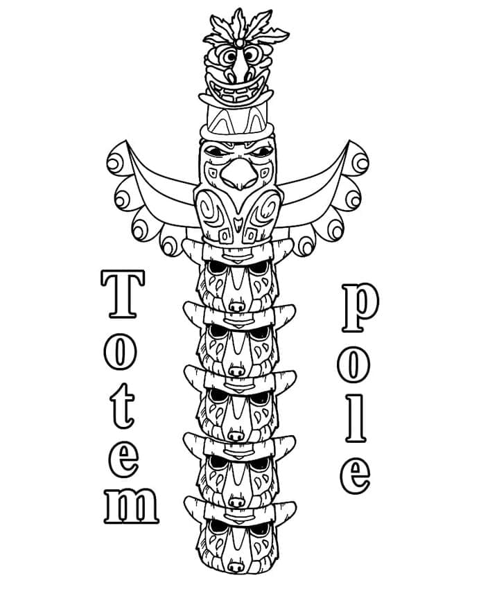 Målarbild Indian Totempåle