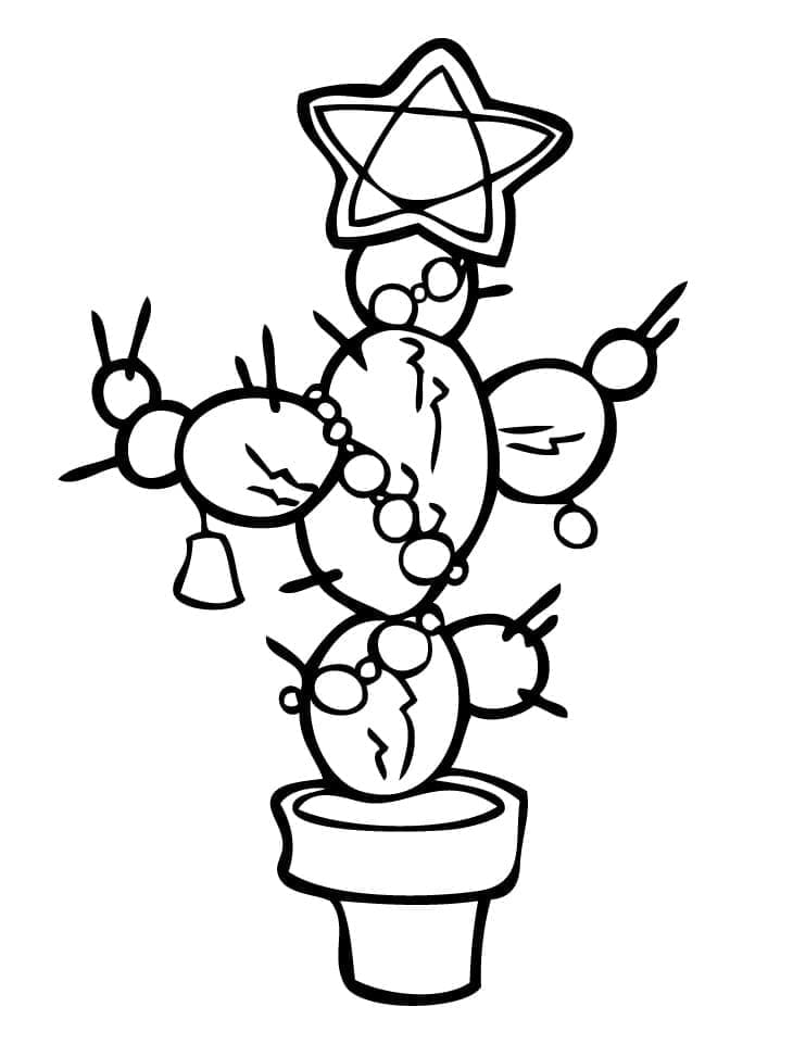 Målarbild Kaktus i Blomkruka
