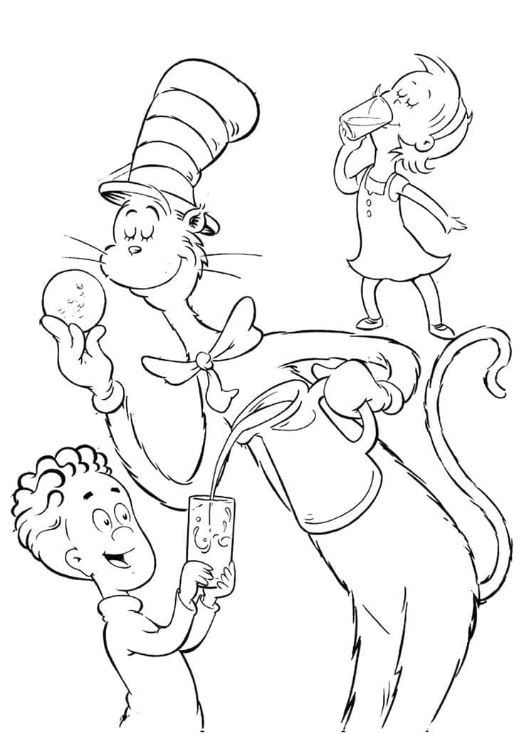 Målarbild Katten i Hatten med Barn