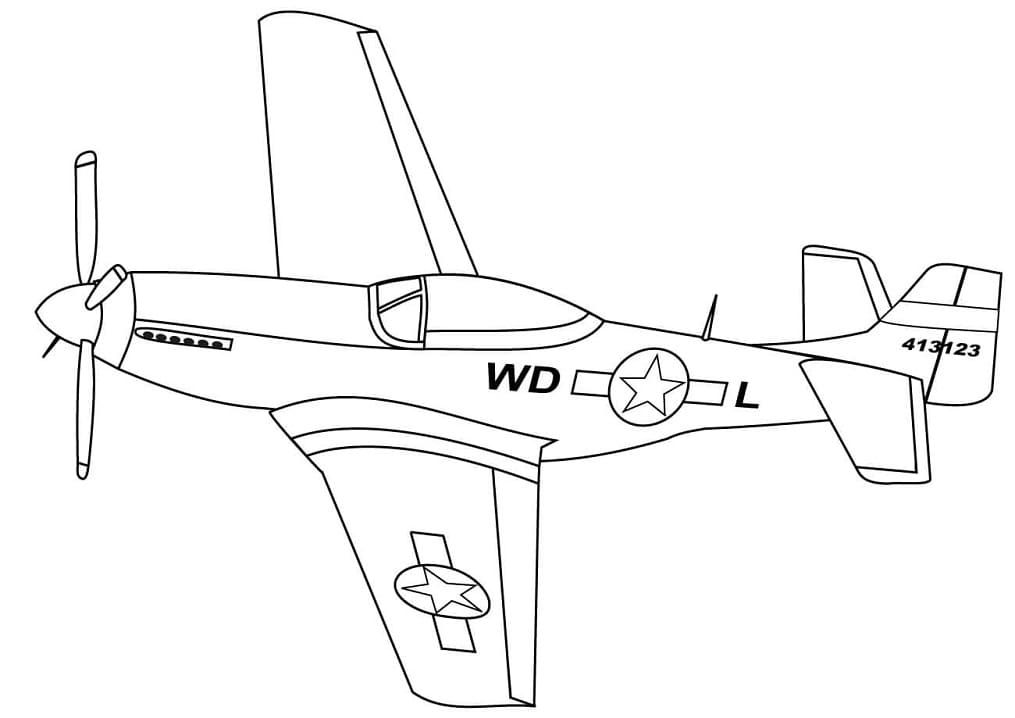 Målarbild P-51 Mustang Stridsflygplan