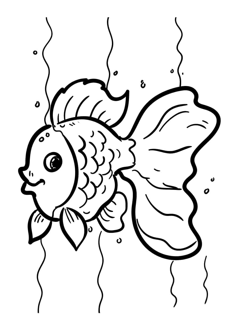 Målarbild Simmande Guldfisk