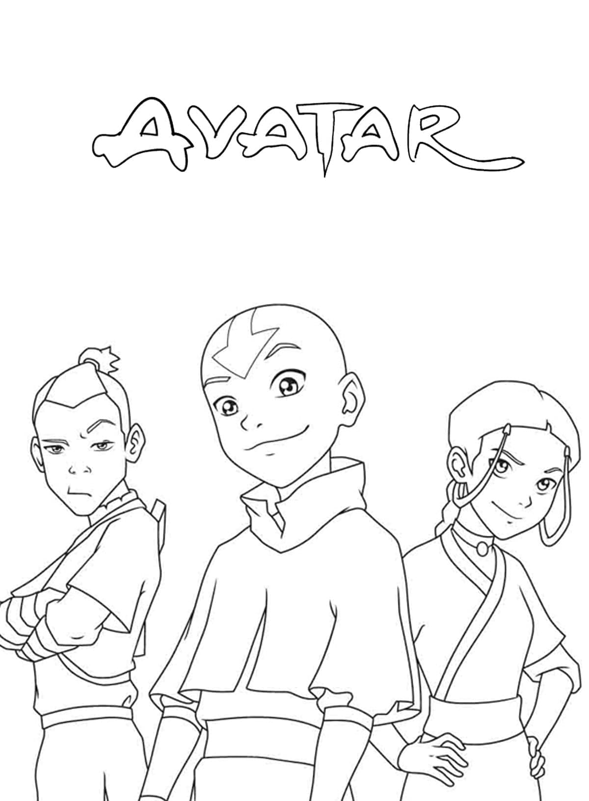 Målarbild Sokka, Aang och Katara