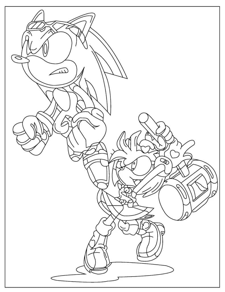 Målarbild Sonic och Amy Rose