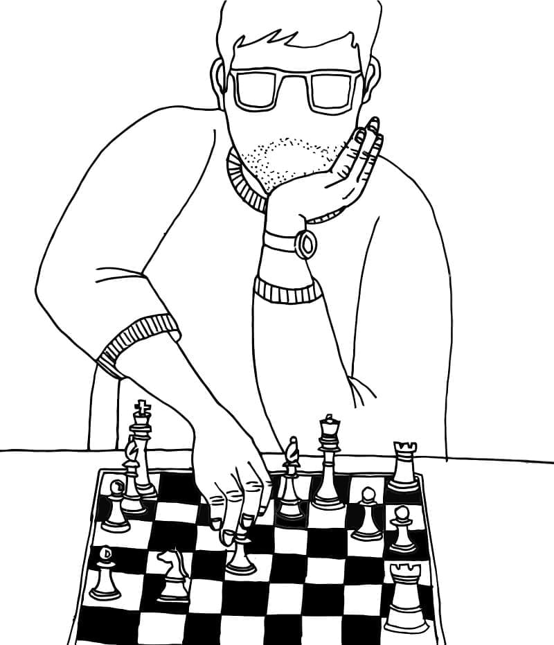 Målarbild Spelar Schack
