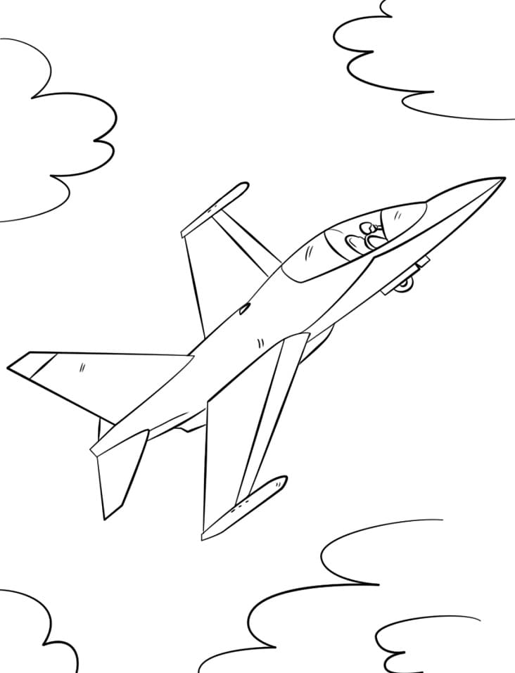 Målarbild Stridsflygplan Utskrivbar