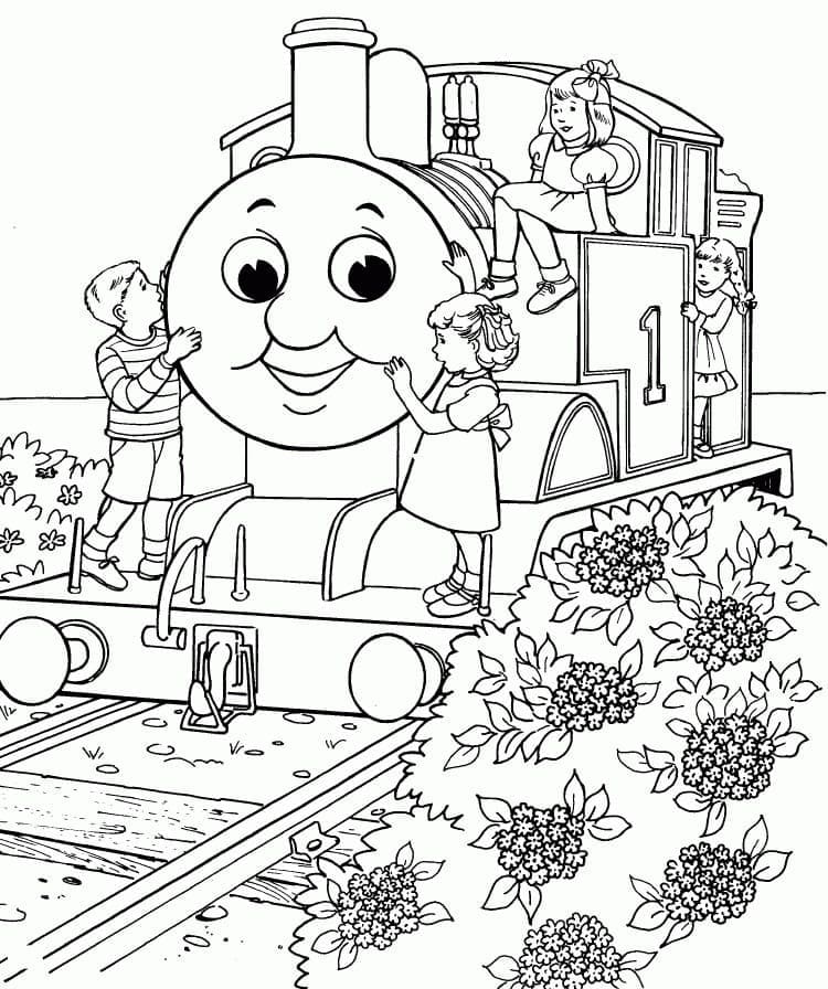 Målarbild Tåget Thomas och Barnen