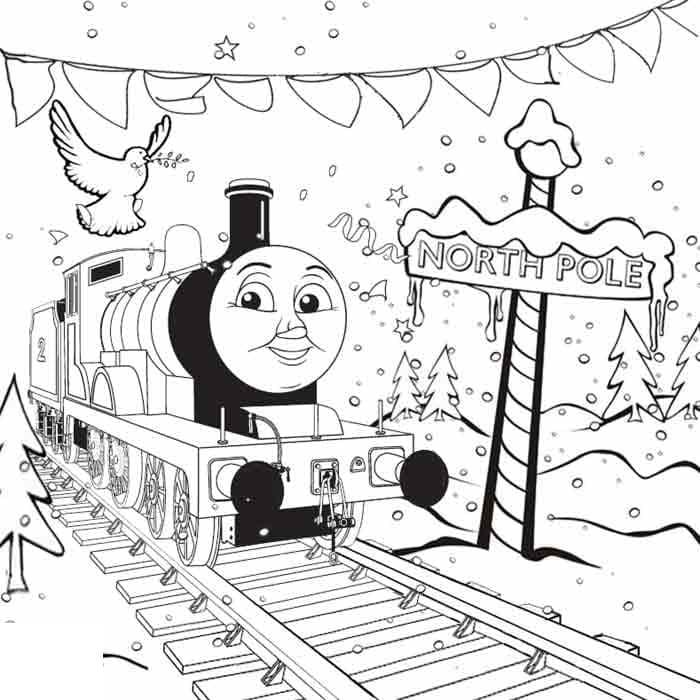 Målarbild Tåget Thomas på Jul
