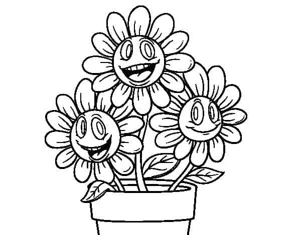 Målarbild Tecknad Blomkruka