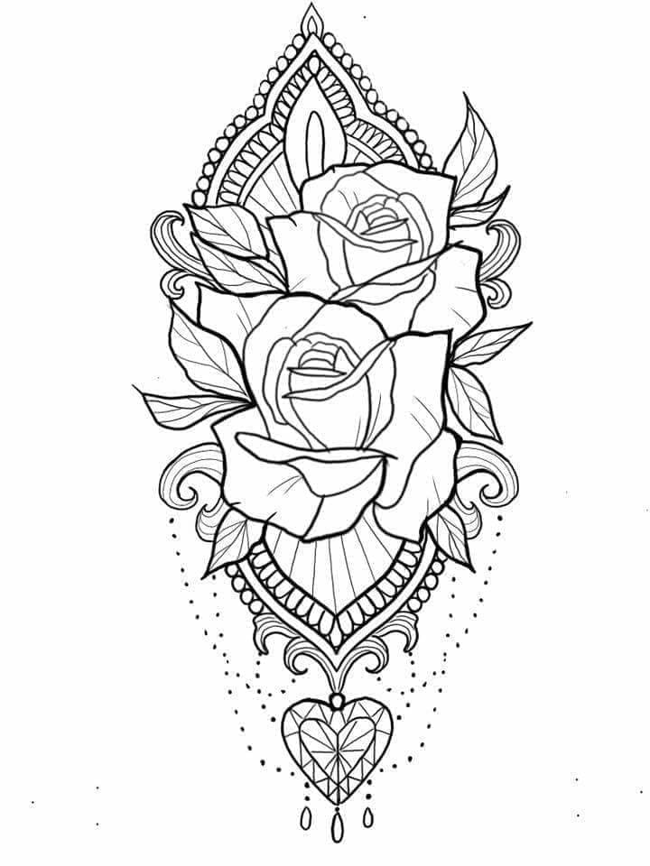 Målarbild Blommor Tatuering