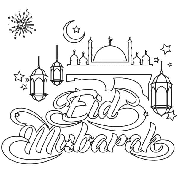 Målarbild Eid Mubarak Gratis för Barn