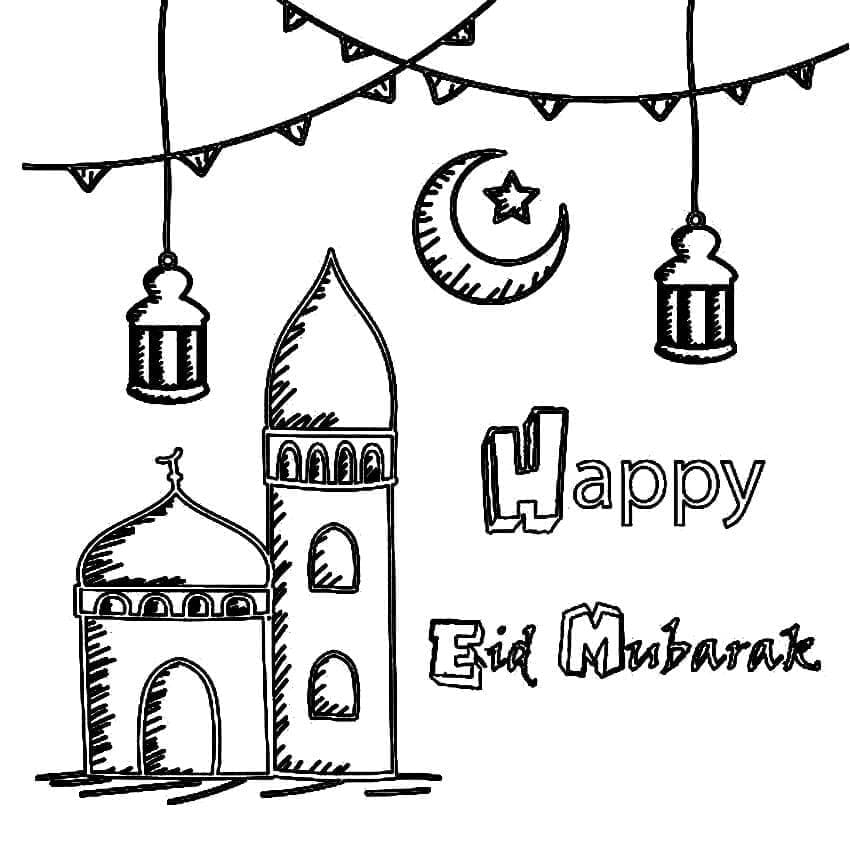 Målarbild Glad Eid Mubarak