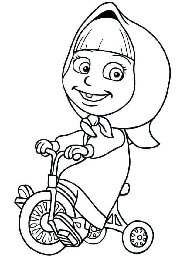 Målarbild Masha på Trehjuling