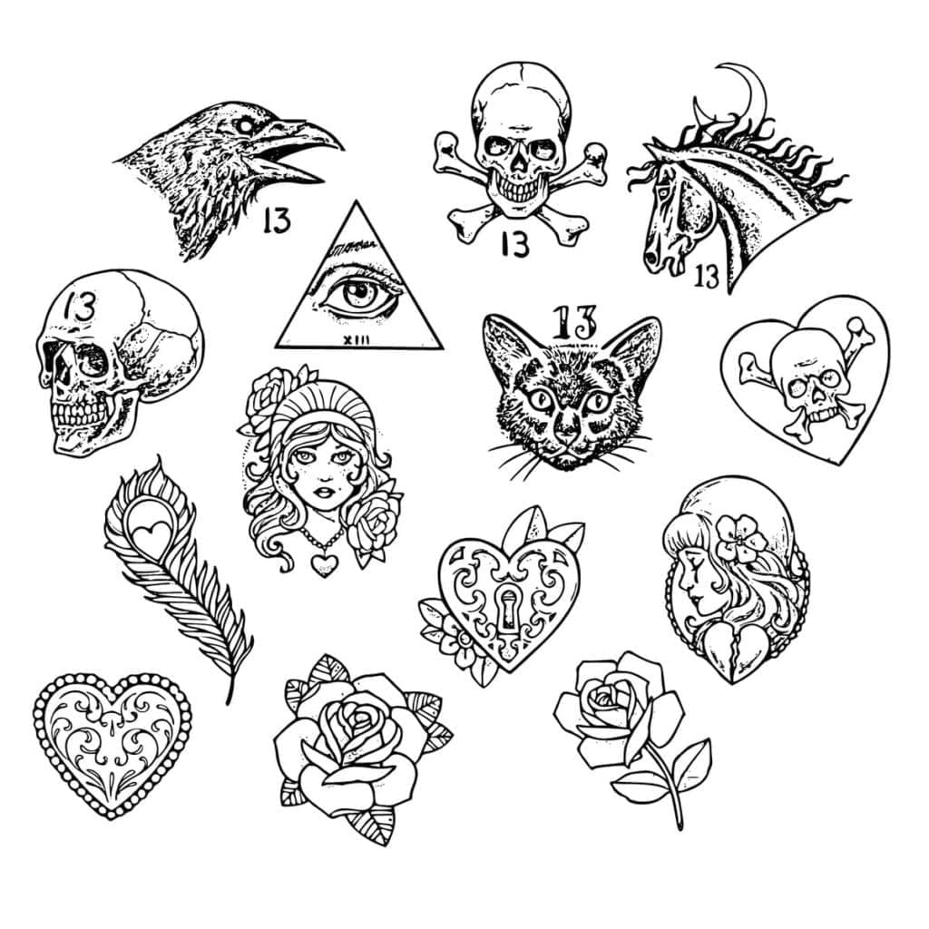 Målarbild Samling av Tatueringar