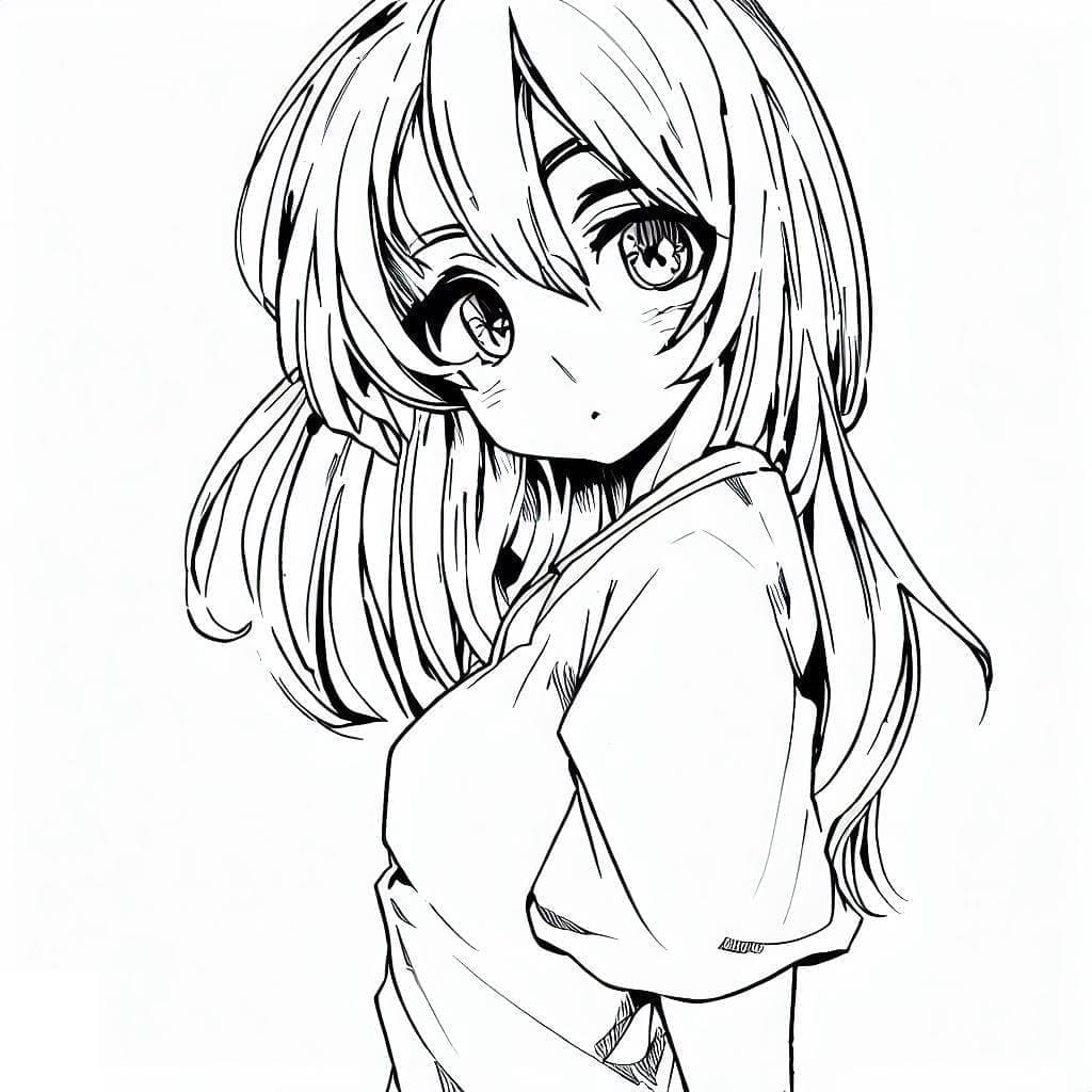 Målarbild Bedårande Anime Flicka