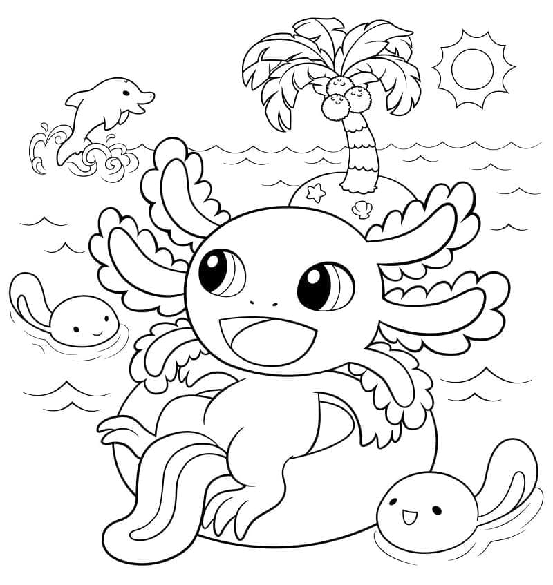 Målarbild En Glad Axolotl