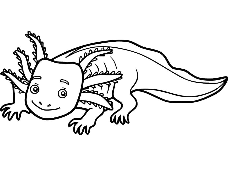 Målarbild En Tecknad Axolotl
