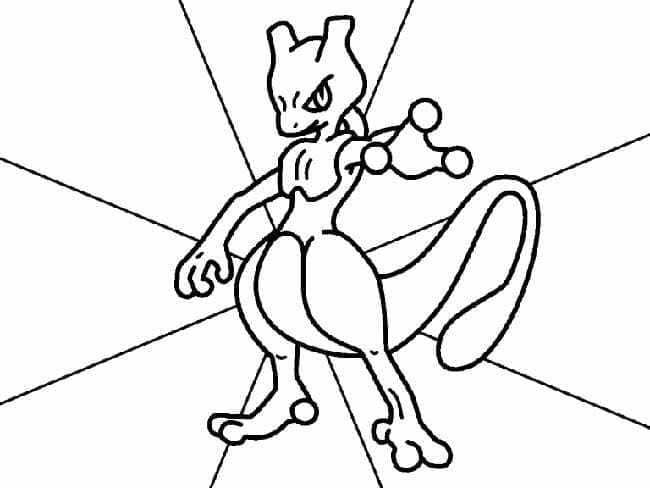 Målarbild Mewtwo Utskrivbar för Barn