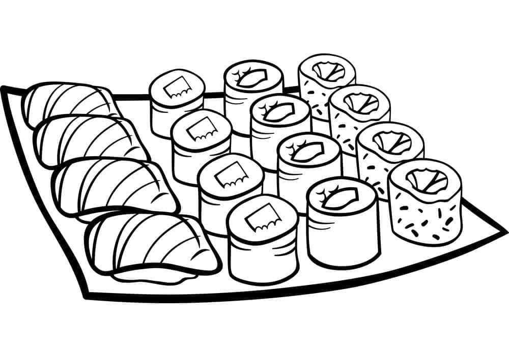 Målarbild Sushi Gratis för Barn