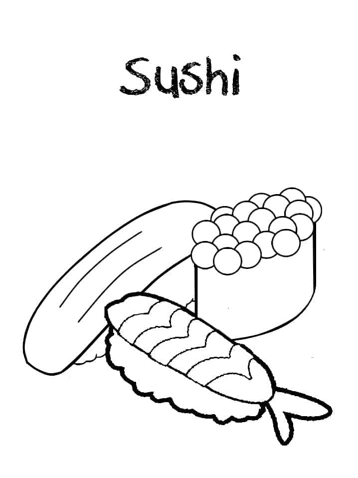 Målarbild Sushi Gratis Utskrivbar för Barn