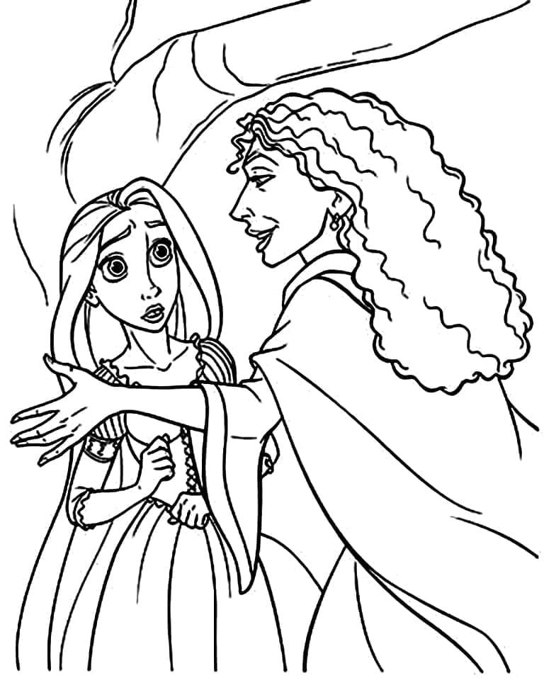 Målarbild Rapunzel och Mother Gothel