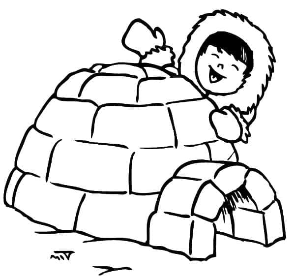 Målarbild Pojke och Igloo