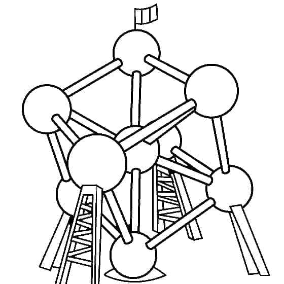 Målarbild Atomium i Belgien