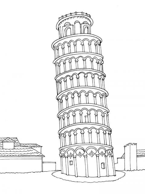 Målarbild Det Lutande Tornet I Pisa i Italien