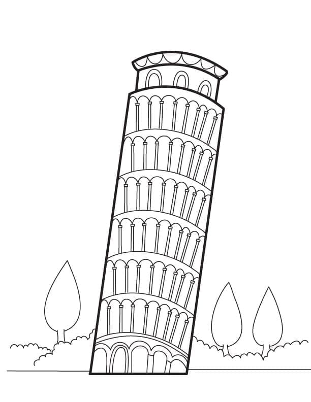 Målarbild Lutande Tornet I Pisa Utskrivbar