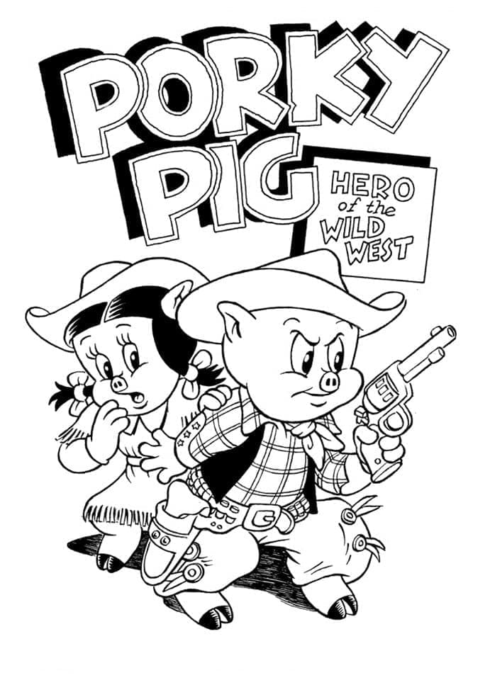 Målarbild Pelle Pigg och Petunia Pig från Looney Tunes