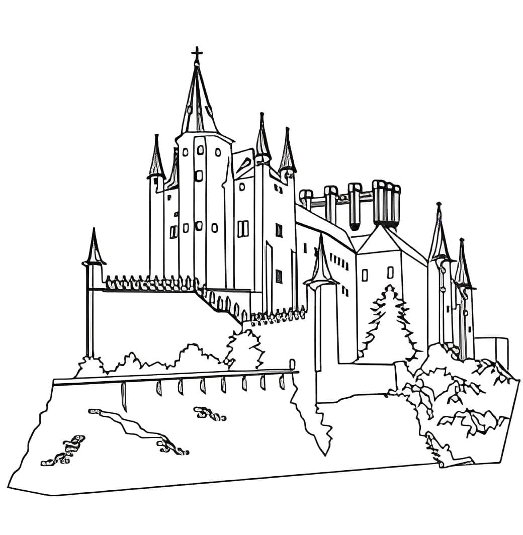 Målarbild Alcázar de Segovia i Spanien