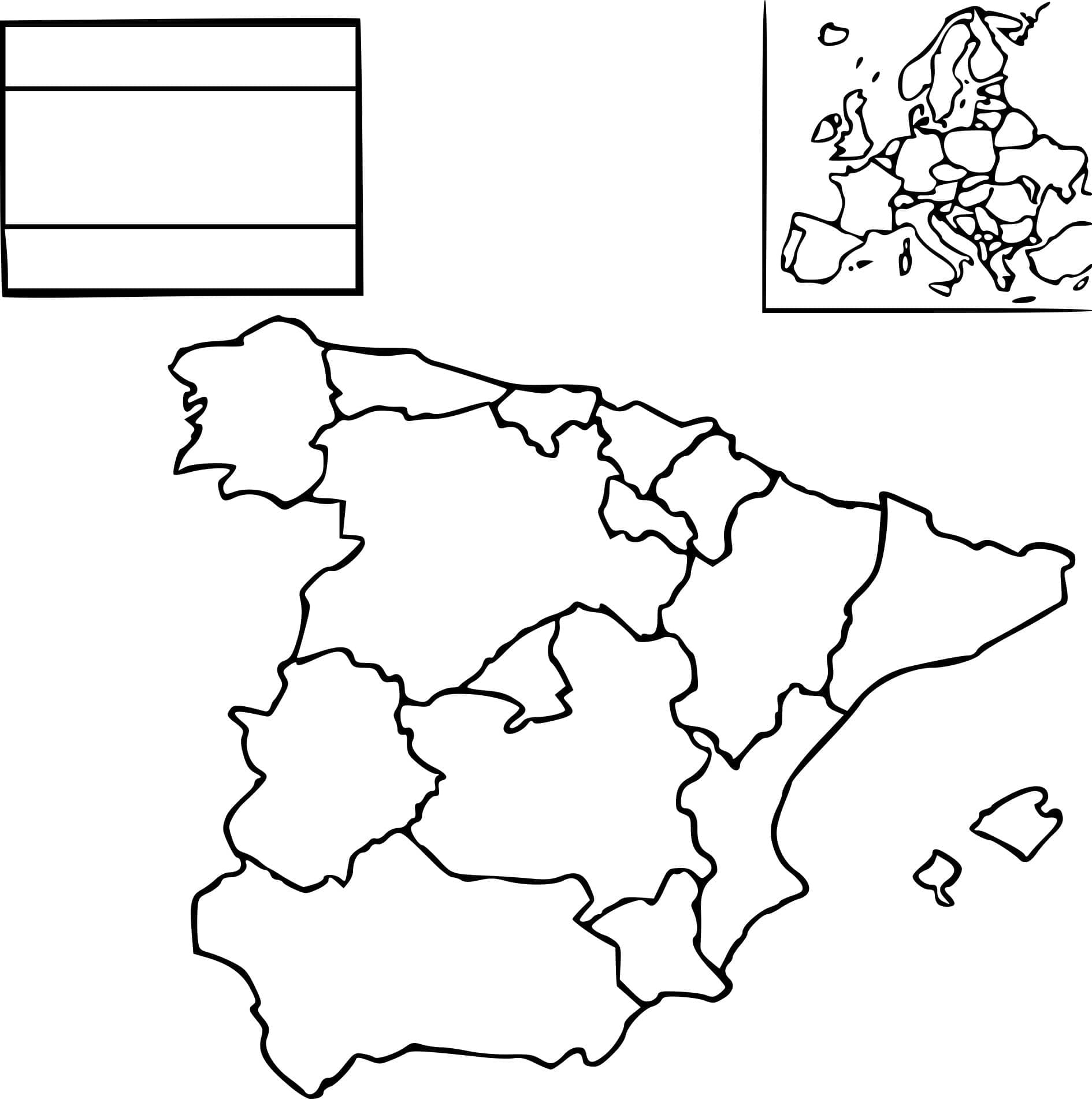 Målarbild En Karta över Spanien - Skiv ut gratis på malarbilder.se