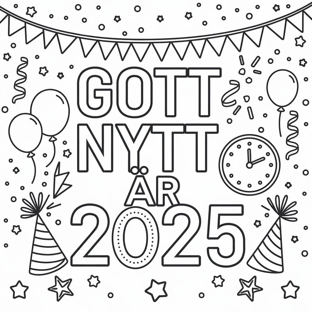 Målarbilder Gott Nytt År 2025