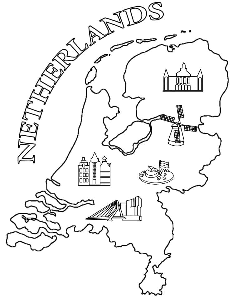 Målarbild Nederländerna Karta