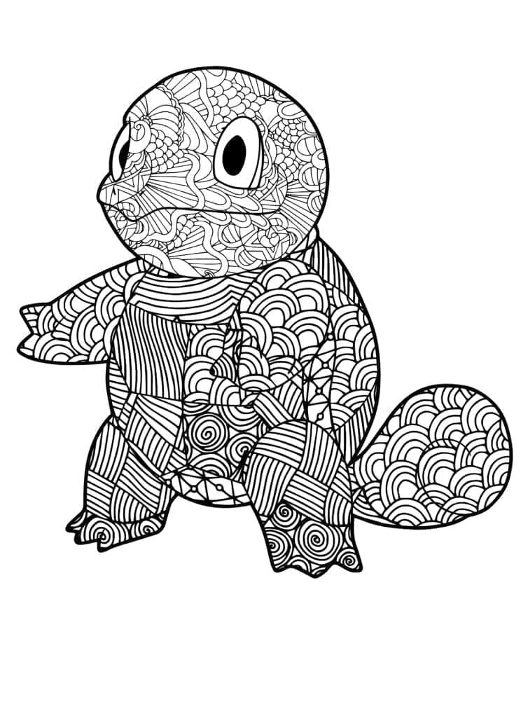 Målarbild Pokemon Squirtle Zentangle