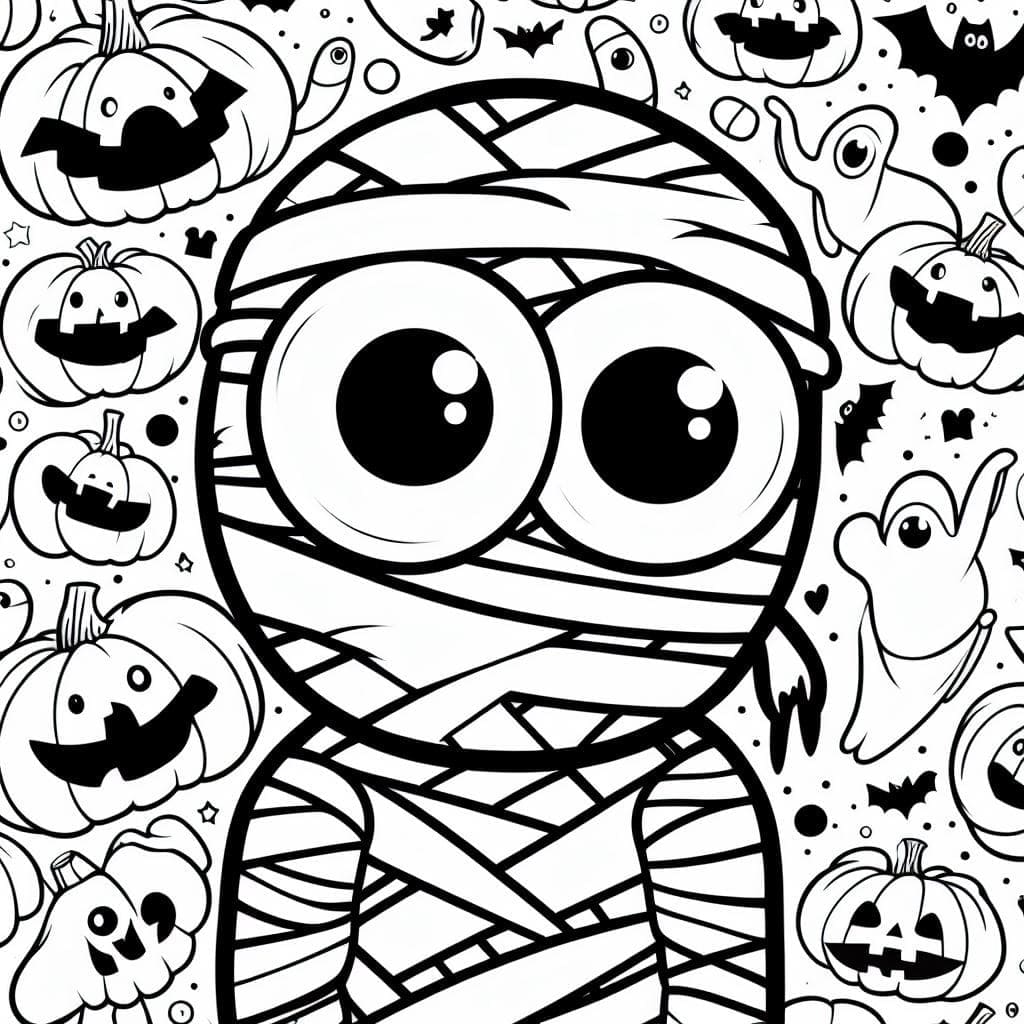 Målarbild Söt halloween mumie