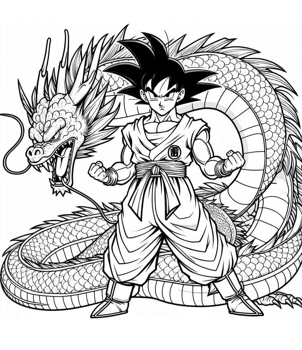 Målarbild Son Goku och Dragon