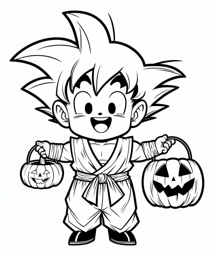 Målarbild Son Goku på Halloween