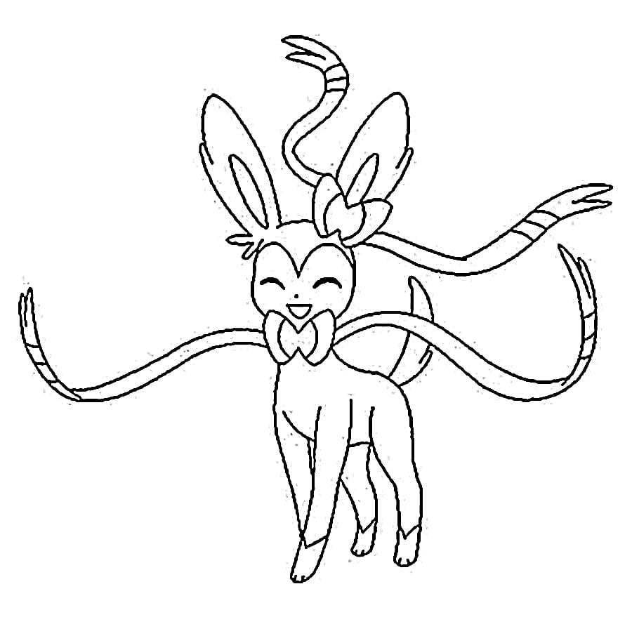 Målarbild Sylveon Utskrivbar för Barn