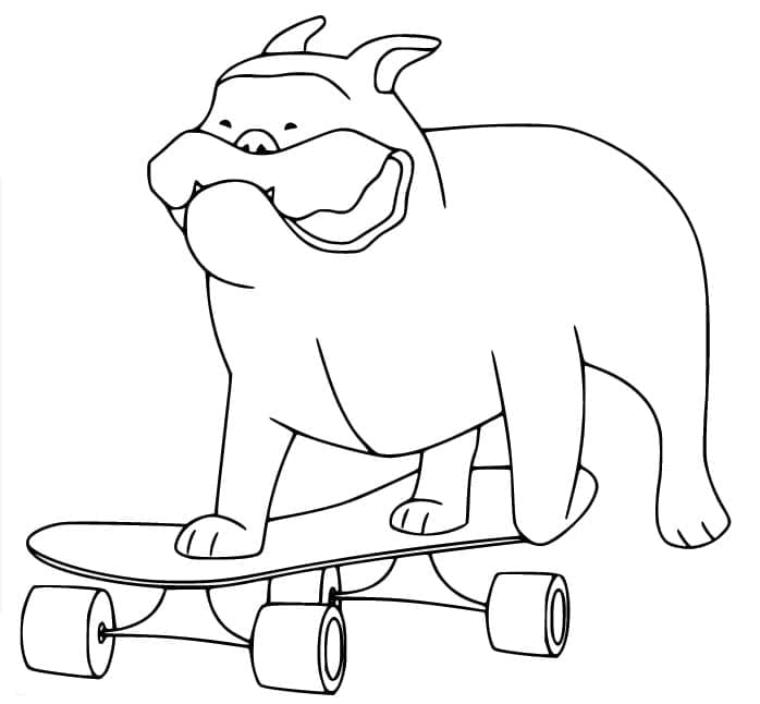 Målarbild Bulldog på skateboard