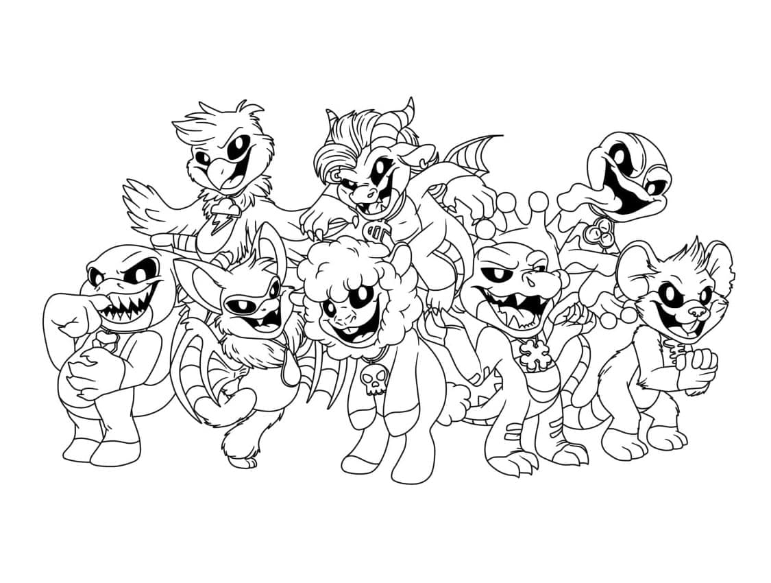Målarbild Nightmare Critters Gratis för Barn