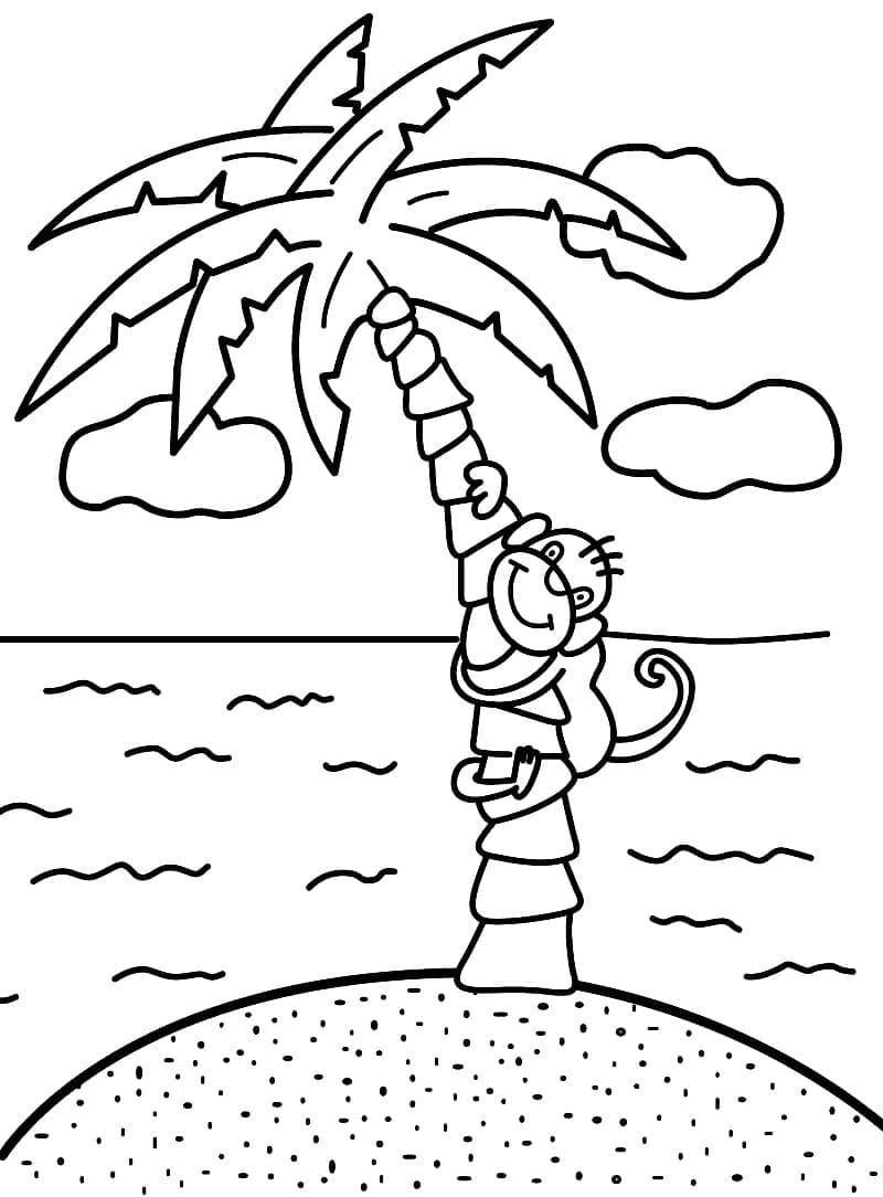 Målarbild Apa på palmträd
