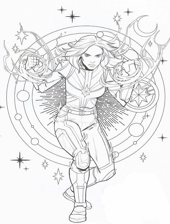 Målarbild Captain Marvel Utskrivbar för Barn