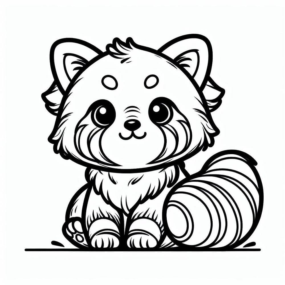 Målarbild En söt röd panda