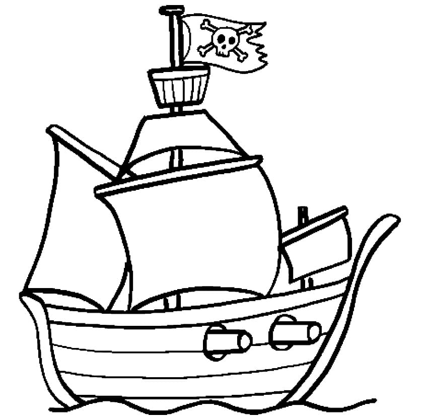 Målarbild Enkelt piratskepp