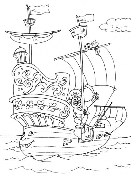 Målarbild Fantastiskt piratskepp