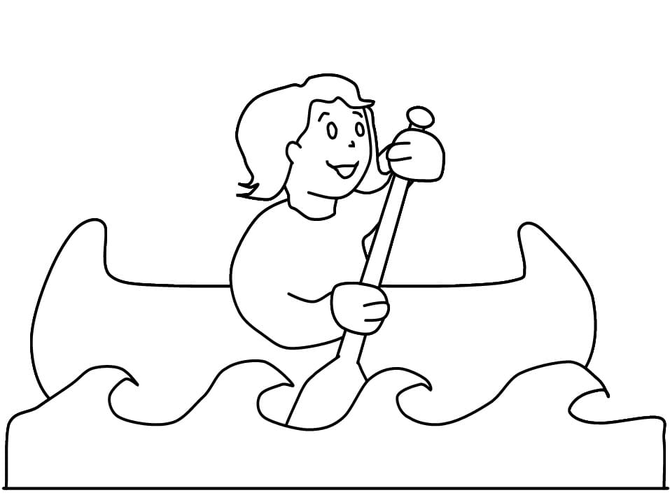 Målarbild Flicka på kanot